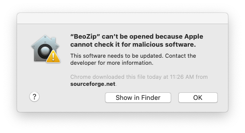 BeoZip Error