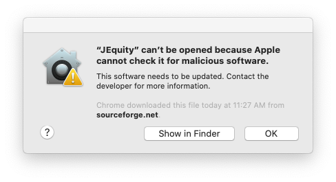 JEquity Error