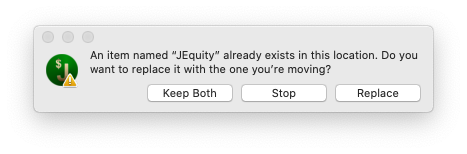 JEquity Replace Warning